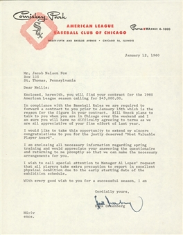 1960 Hank Greenberg Signed Typed Letter To Nellie Fox on Comiskey Park Letterhead (PSA/DNA Mint 9)
